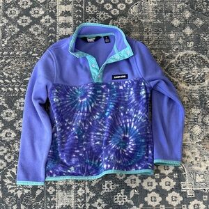 Lands' End Lavender Pullover with Aqua Trim and Tie-Dye Front